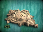 Personalized  Shield Wooden Onlay – Victorian Floral Wood Carving, 1 pc, Unpainted, Home Wall Embellishments, Carved Wood Applique