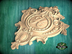 Personalized  Shield Wooden Onlay – Victorian Floral Wood Carving, 1 pc, Unpainted, Home Wall Embellishments, Carved Wood Applique