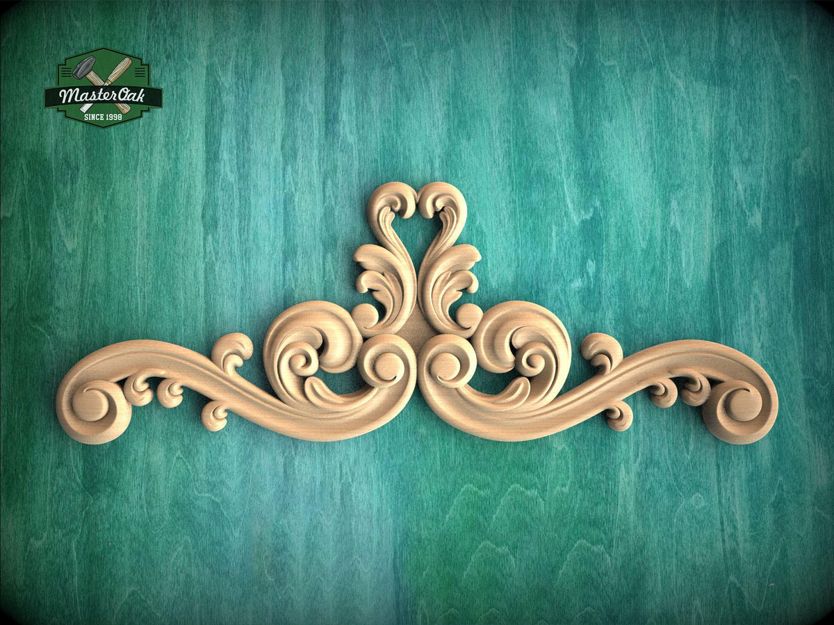 Ornate Oval Cartouche with Leaf Scrolls – Classic Wood Applique