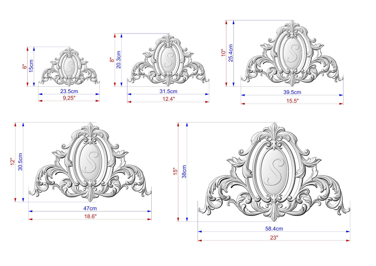 Personalized Carved Wood Appliques, Unpainted, Millwork Furniture Onlays For Kitchen Cabinets, 1pc, Home Wall Embellishments