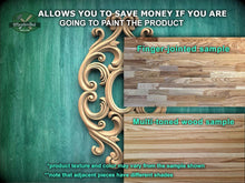 Load image into Gallery viewer, The image is a promotional image for Master Oak Paint, showcasing two different types of wood samples. The left side displays a finger-joined sample, while the right side shows a multi-toned wood sample. The text on the image provides information about the paint product, including that it allows for savings if the product is being painted, and that the product texture and color may vary from the sample shown. The text also mentions that adjacent pieces have different shades.
