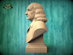 Wooden Benjamin Franklin Sculpture | Hand-Sanded & Hand-Toned | American History Decor