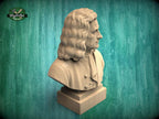 Isaac Newton Bust, Hand-Finished Wood Sculpture | Physics & Math Decor
