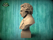 Load image into Gallery viewer, Beethoven Bust Statue | CNC-Carved Wood, Hand-Sanded &amp; Toned | Piano Room Decor
