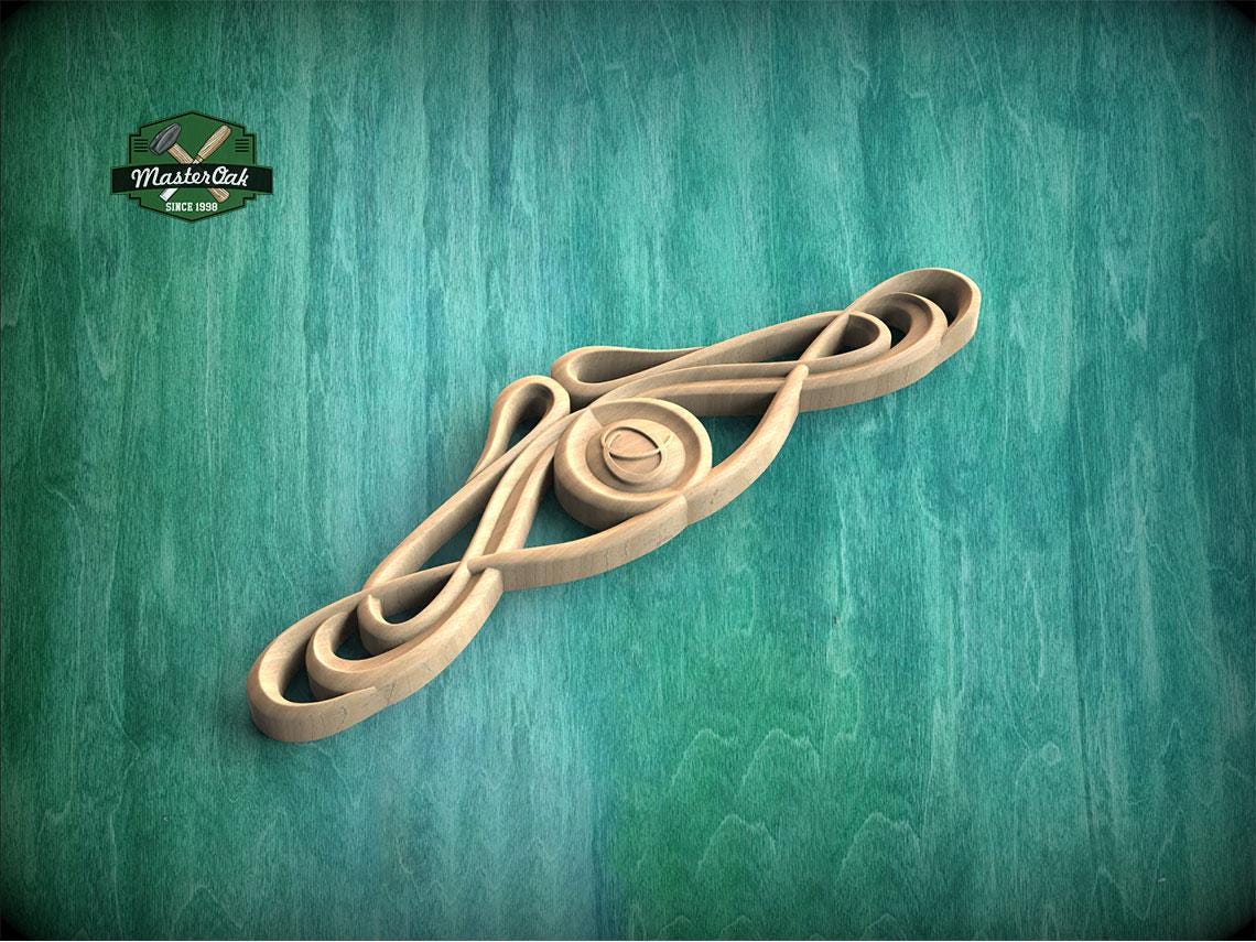 Personalized Art Nouveau Wood Applique with Symmetrical Scrolls & Oval Center