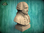 John Adams Bust, Hand-Finished Wood Sculpture | American Presidents Decor