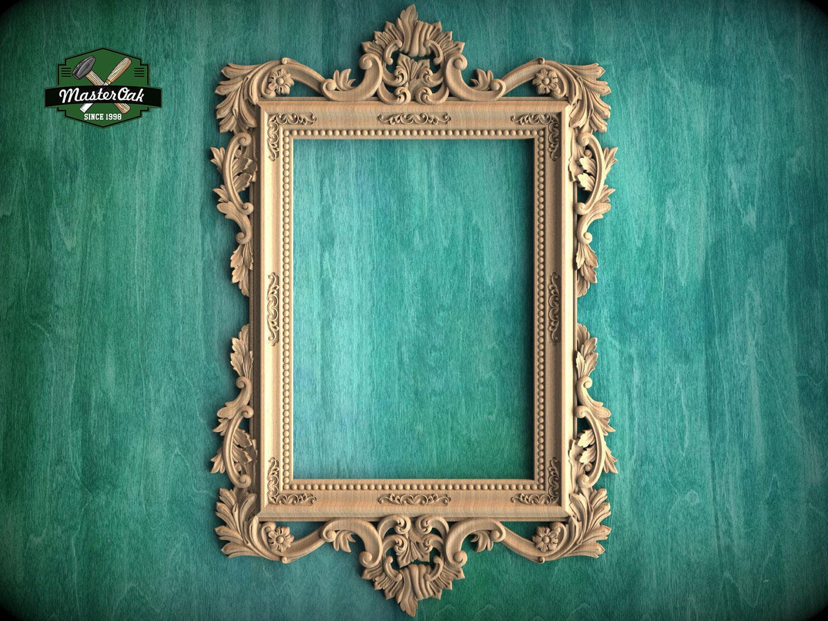 Luxurious Baroque Wooden Frame with Intricate Carvings for Mirrors and Art, 1pc, Carved Frame, carved decoration of wood, wooden art
