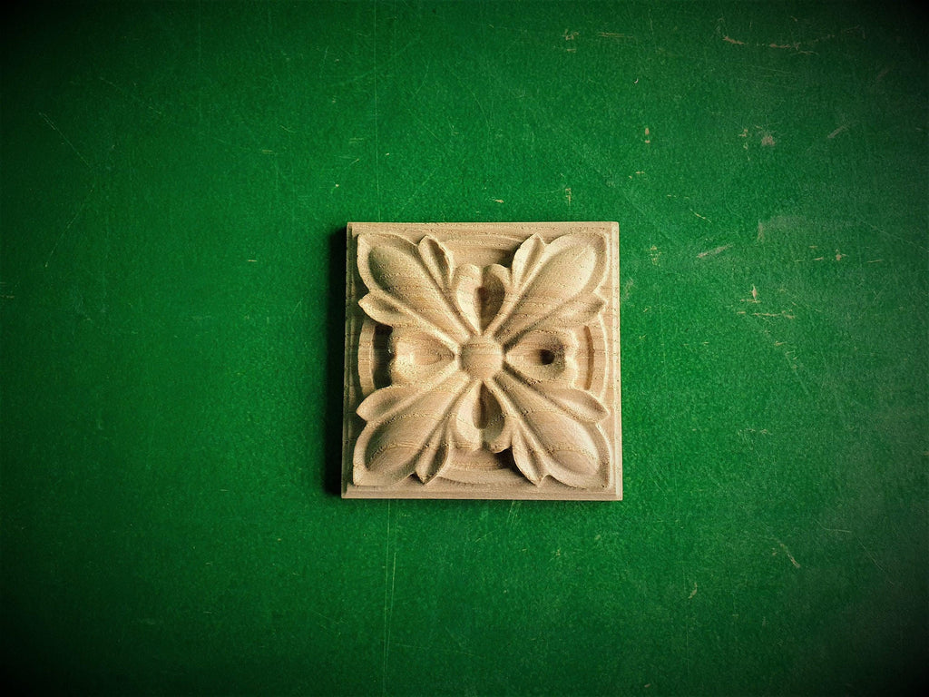 Carved Rosette Unpainted, Set of 1pc Classic style Home Wall Embellishments, wood onlays, wood wall art decor