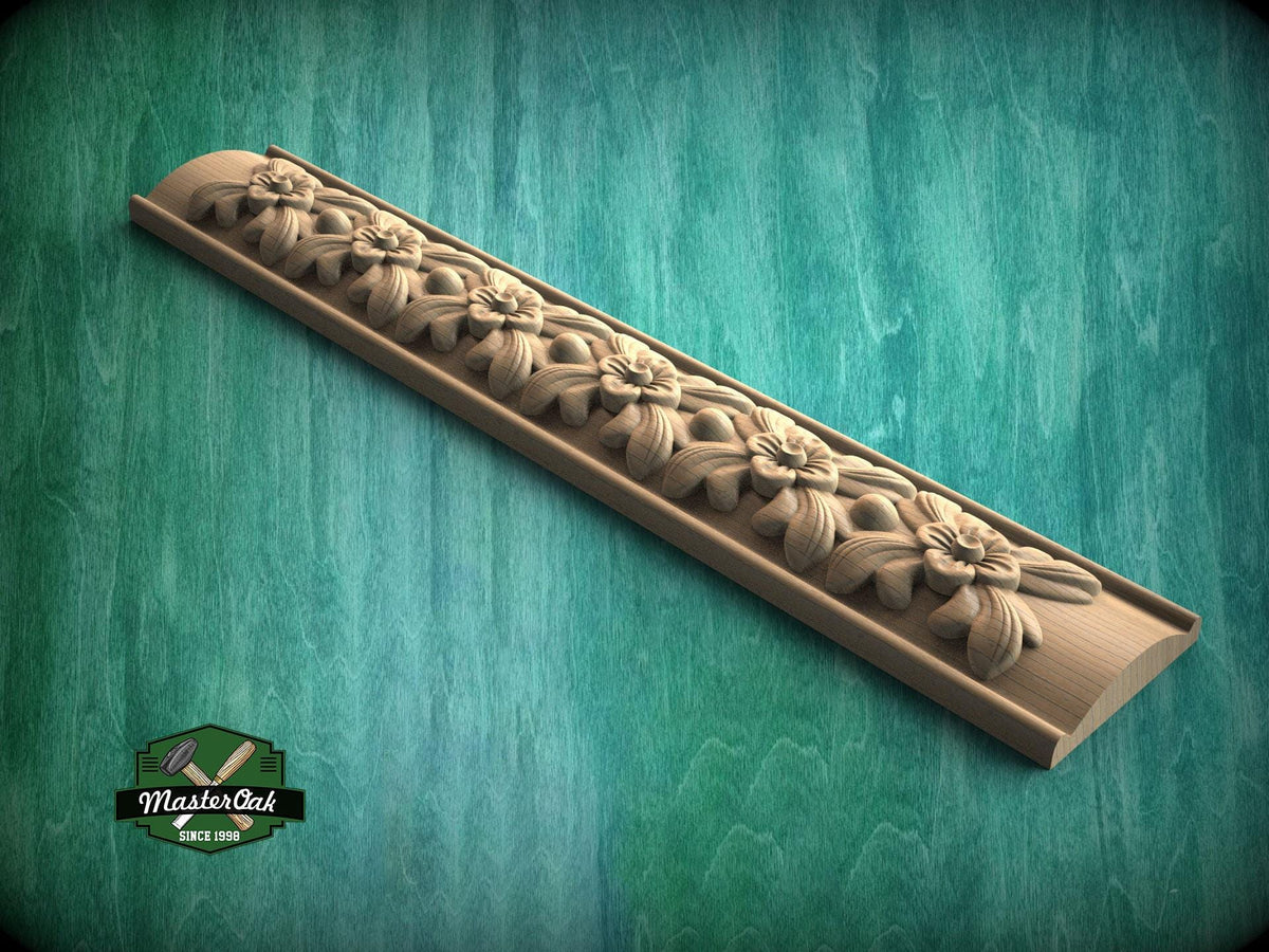 Floral Elegance Wood Pilaster, 1pc, Unpainted, Carved Wood Trim Post Pillars