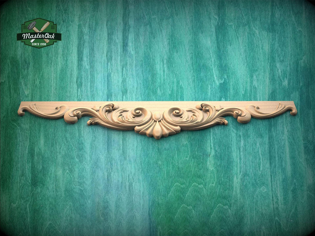 Wooden Shell Pediment – Carved Baroque Acanthus Frieze for Cabinets