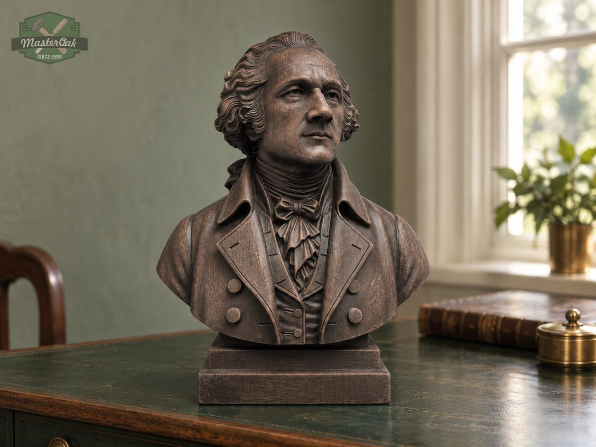 Wooden Alexander Hamilton Sculpture | Hand-Sanded & Hand-Toned | American History Decor