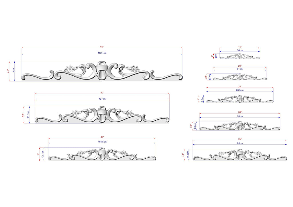 Classical Wood Door Header, Ribbon and Scroll Wood Applique for Above Door Decor, Decorative Pediment over Door