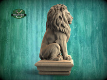 Load image into Gallery viewer, Carved Wooden Lion Newel Finial – Lion Bed Post Topper for Stair Post or Bed Frame
