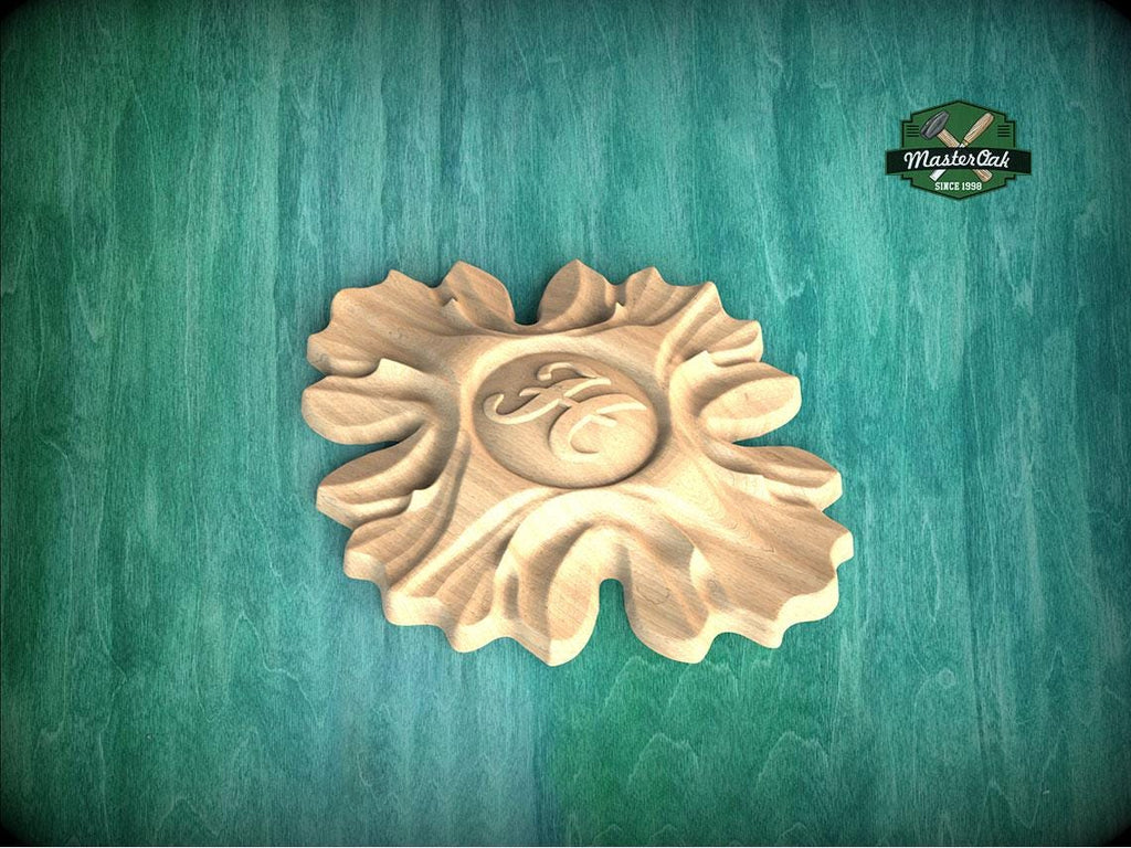 Personalized Radiant Sunburst: Wooden Rosette Onlay, Rosette Applique, Unpainted, 1pc, Home Wall Embellishments, Furniture Carving