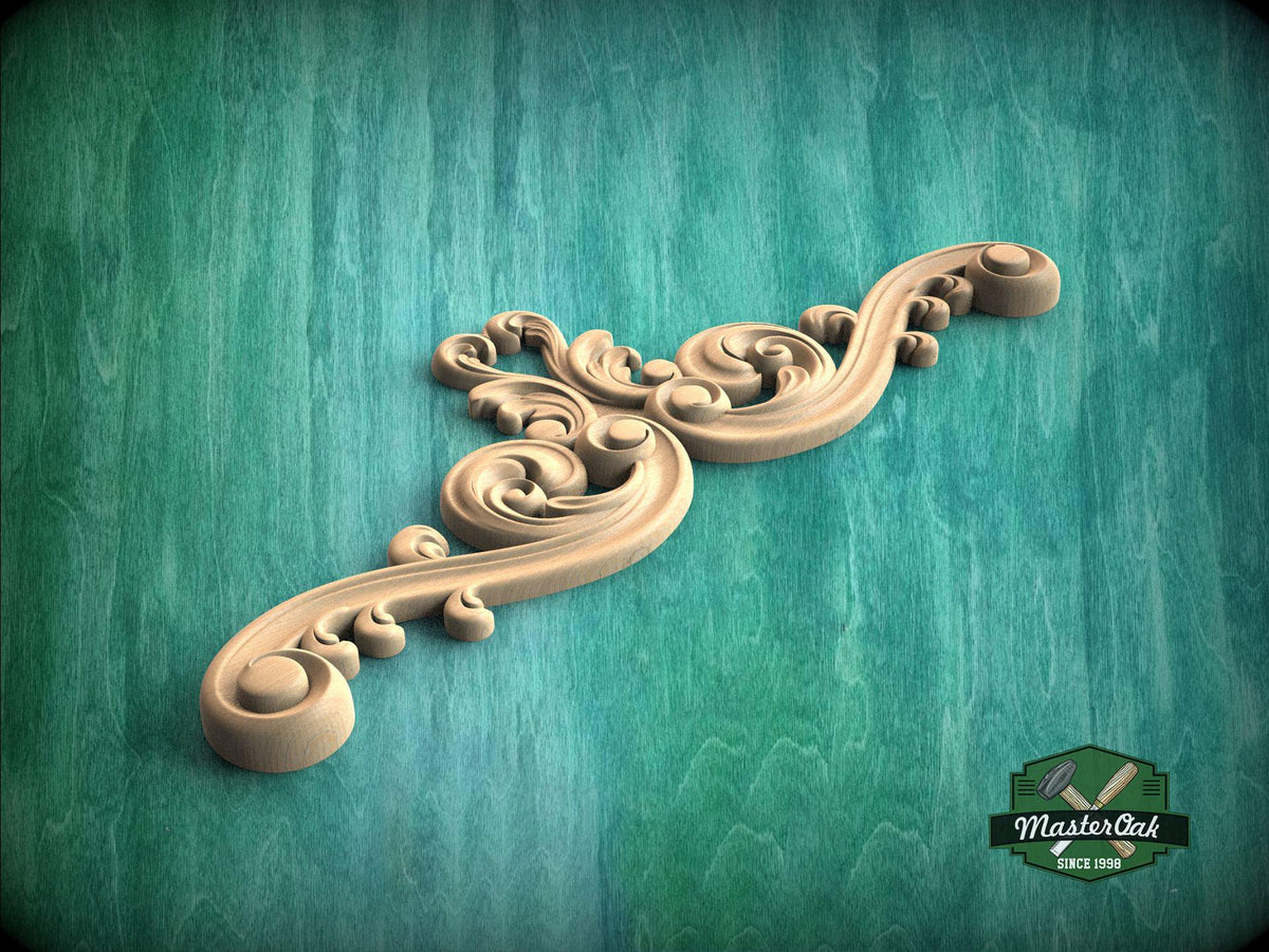 Ornate Oval Cartouche with Leaf Scrolls – Classic Wood Applique