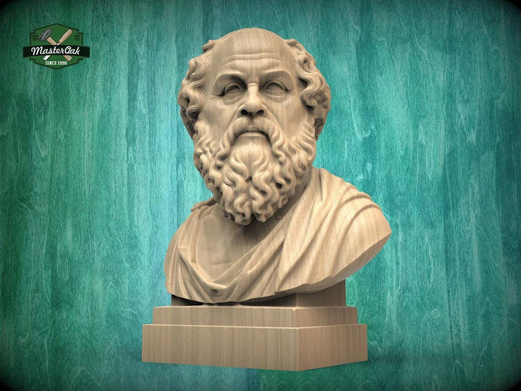 Socrates Bust, Hand-Finished Wood Sculpture | Greek Philosophy Decor