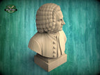 Johann Sebastian Bach Bust, Hand-Finished Wood Sculpture | Baroque Composer Decor
