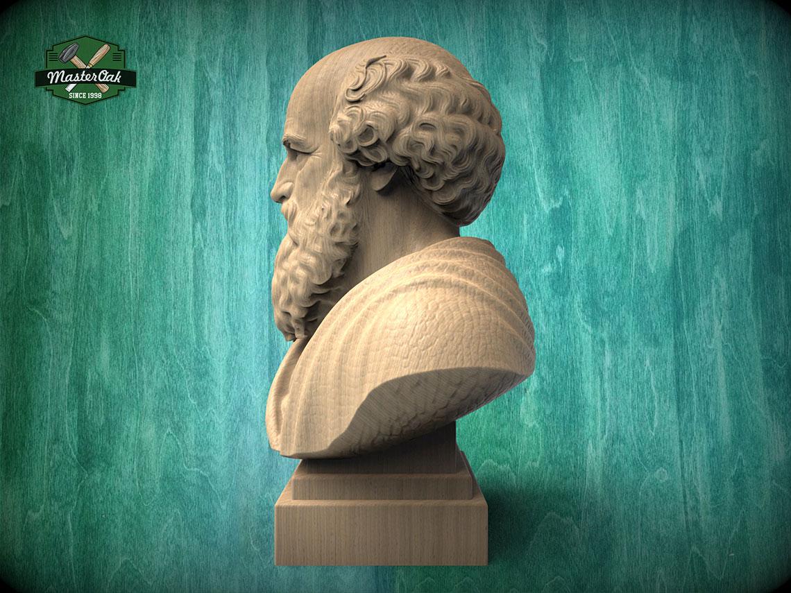 Archimedes Bust, Hand-Finished Wood Sculpture | Science History Gift for Office Library Decor