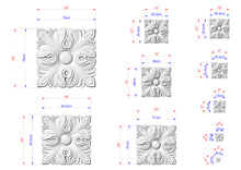 Load image into Gallery viewer, a collection of six different sizes of a decorative stone or concrete piece, each with its own unique design. The sizes are indicated in centimeters, and the image is a collage of multiple pictures. The text in the image is too small to read accurately, and there are no other specific details provided.
