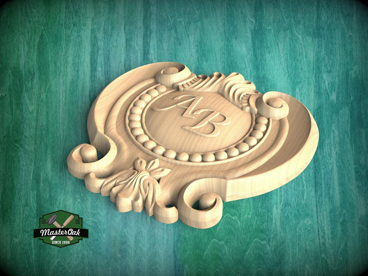 Personalized Acanthus & Beadwork Wooden Carved Onlay, Unpainted, 1pc, Home Wall Embellishments, Furniture Carving, Ornamental Woodwork