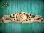 Personalized Baroque Style Carved Wood Onlay with Cartouche, Ornate Wood Crest Onlay Accent, Furniture Carving, Wood Onlay, 1pc, Unpainted
