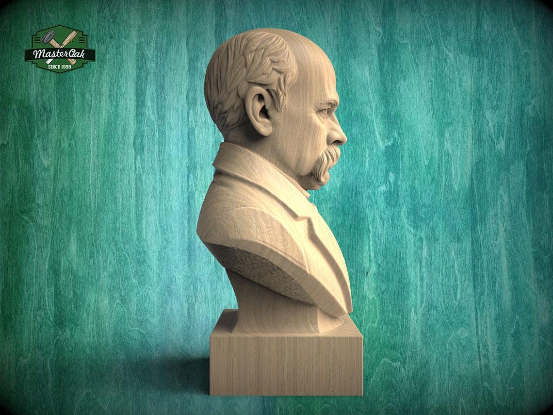 Taras Shevchenko Bust, Hand-Finished Wood Sculpture | Ukrainian Culture Gift