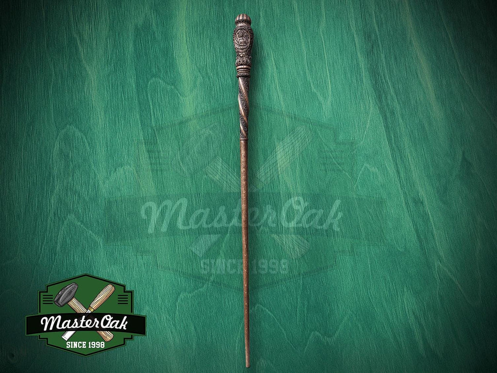 Carved Wood Cane with Archangel Michael – Christian Walking Staff Decor, Painted, religion stick