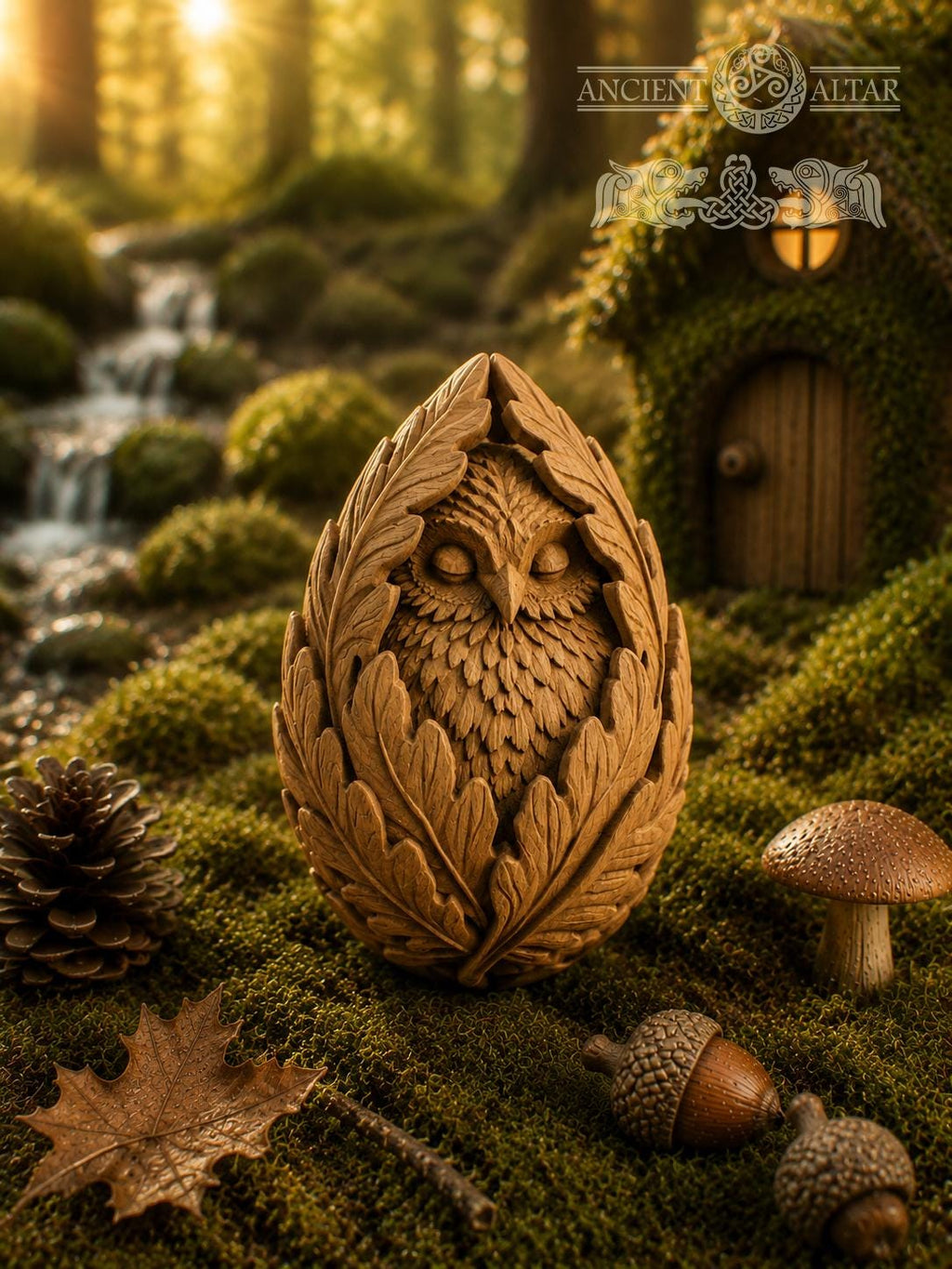 Sleeping Owl Forest Spirit, Carved Oak Owl Figurine, Woodland Guardian Statue, Nature Lover Gift, Rustic Forest Decor