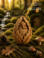 Sleeping Owl Forest Spirit, Carved Oak Owl Figurine, Woodland Guardian Statue, Nature Lover Gift, Rustic Forest Decor
