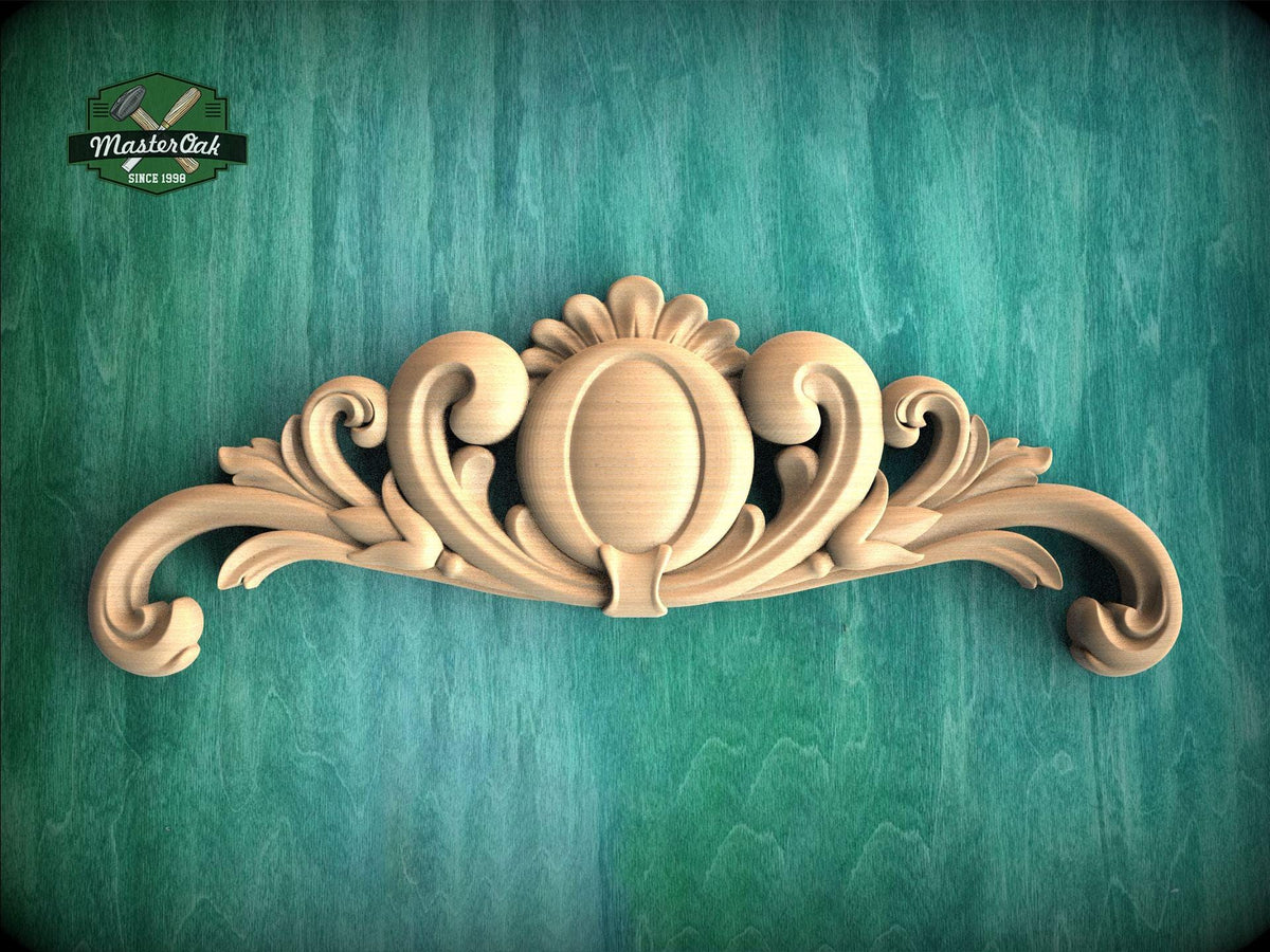 Ornate Oval Cartouche with Leaf Scrolls – Classic Wood Applique
