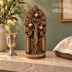 Pomegranate Tree with Torah Scroll, Solid Oak Judaica Sculpture, Tree of Life Decor, Jewish Wedding and Housewarming Gift