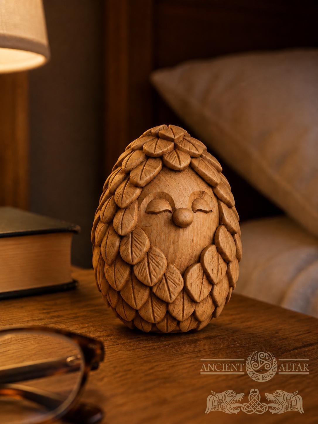 Wooden Forest Spirit Figurine, Whisperleaf Guardian, Woodland Shelf and Desk Decor