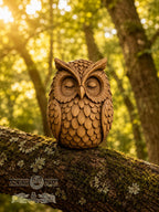 Wooden Owl Figurine, Oak Forest Guardian, Sleeping Owl Statue, Woodland Decor, Meditation Gift, Cozy Shelf Decor