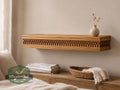 Carved Solid Oak Wall Shelf with Gothic Arch Pattern, Floating Display Shelf, Medieval and Dark Academia Home Decor