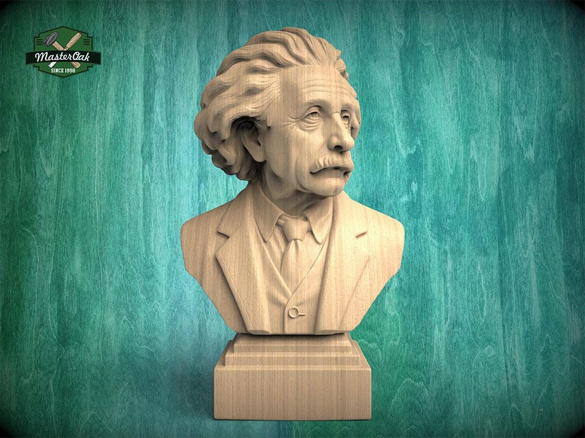 Einstein Bust | Carved and Hand-Finished Wood Statue | Gift for Scientists & Physicists