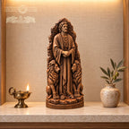 Daniel in the Lions Den Statue, Solid Oak Biblical Sculpture, Prophet with Two Lions, Judaica Home Decor, Religious Gift