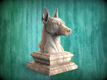 Load image into Gallery viewer, Custom order. Doberman Wooden Finial for Staircase Newel Post, Base width - 4&quot;, Hight - 6.5&quot;, Finger-jointed, 1pc

