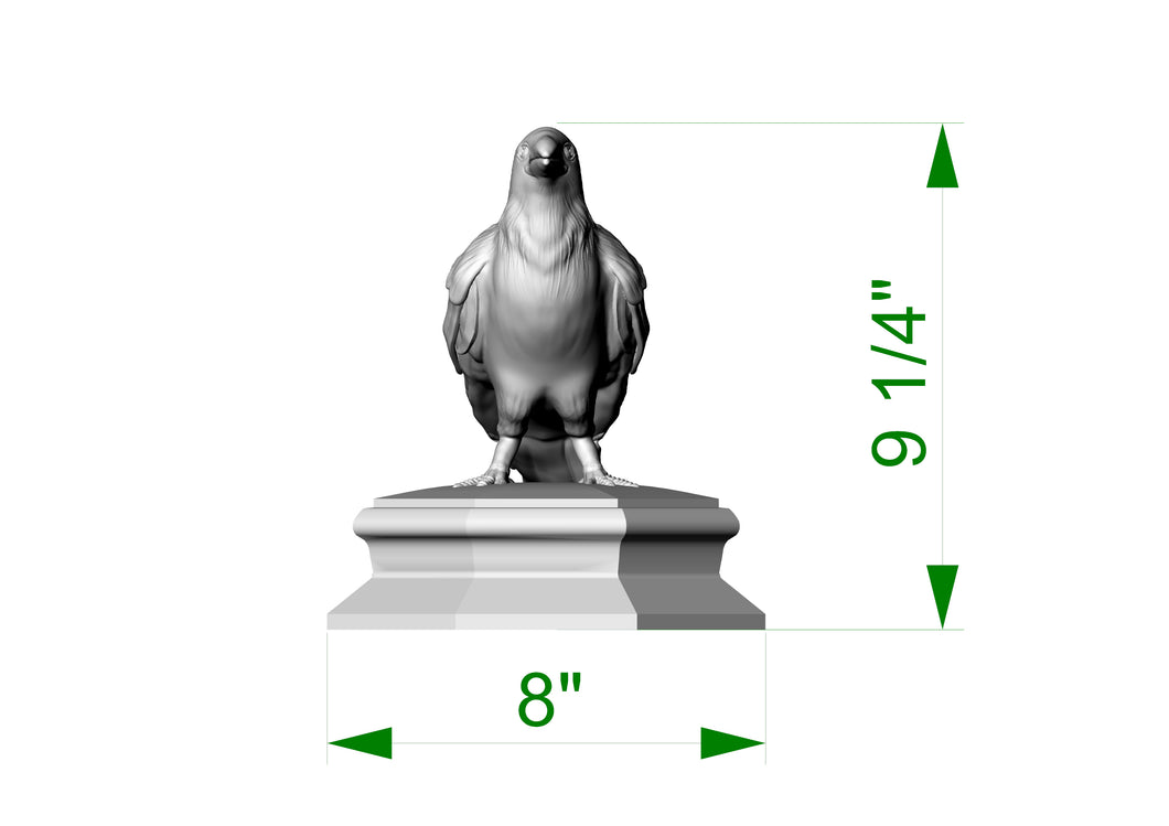 Custom order. Raven Wooden Finial for Staircase Newel Post with octafon base. H - 9 1/4