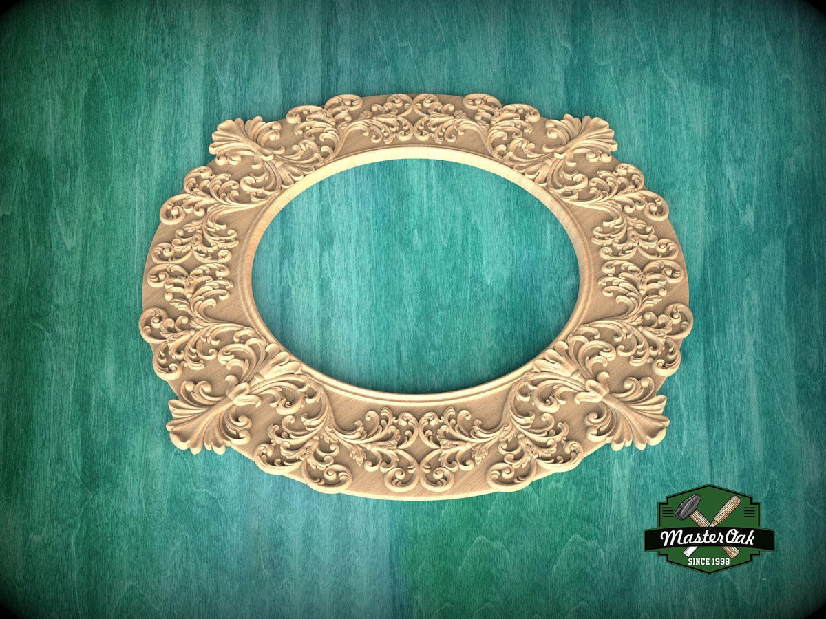 Elegant Baroque Style Carved Wooden Mirror Frame - Floral Majesty: Ornate Mirror Elegance, 1 pc, Unpainted, Home Wall Embellishment