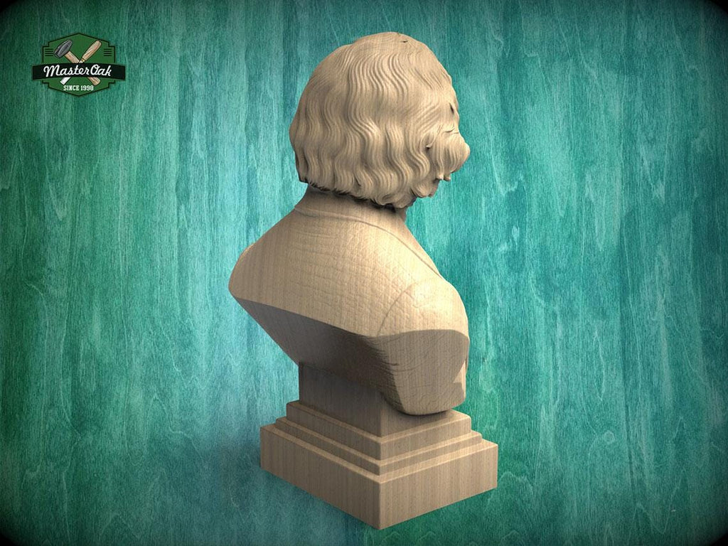 Frederic Chopin Bust, Hand-Finished Wood Sculpture | Romantic Composer Decor