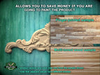 The image is a promotional advertisement for a product, specifically a multi-toned wood sample. It features a close-up of a wooden panel with a carved design, and a separate sample of the same wood with a finger-jointed design. The text on the image provides information about the product, including that it allows for savings if the product is painted, and that the sample shows the product texture and color may vary from the sample shown.