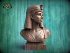 Cleopatra Bust, Hand-Finished Wood Sculpture | Ancient Egypt Decor