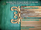 The image is a promotional advertisement for Master Oak Paint, showcasing a variety of wood samples available for painting. The samples include a finger-joined sample and a multi-toned wood sample, both of which are displayed against a teal background. The text in the image provides information about the samples, such as the product texture and color, and notes that adjacent pieces have different shades.