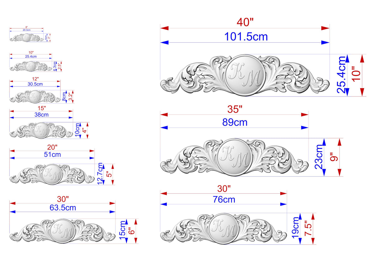 Personalized Exquisite Ornamental Carved Onlay – Unique Furniture Decor, Luxurious Wood Onlay, Carved Wood Applique for Fireplace Mantel