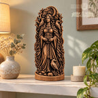 Morrigan Raven Queen Figurine, Celtic War Goddess Statue, Wooden Irish Deity, Dark Pagan Altar Decor, Witchcraft Gift