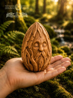 Wooden Forest Spirit Figurine – Ancient Bark Sage, Woodland Guardian Decor