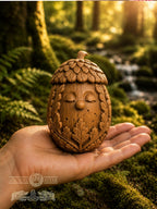 Wooden Acorn Forest Spirit Figurine, Oak Woodland Guardian, Good Luck Charm, Cozy Shelf Decor, Nature Lover Gift