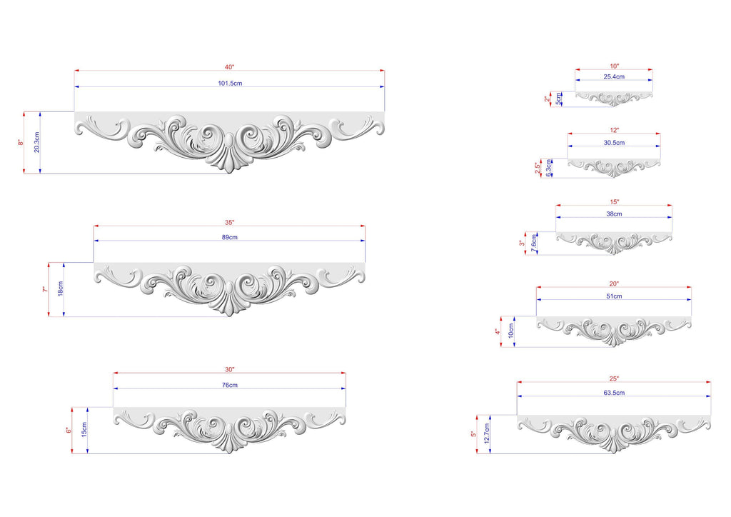 Wooden Shell Pediment – Carved Baroque Acanthus Frieze for Cabinets