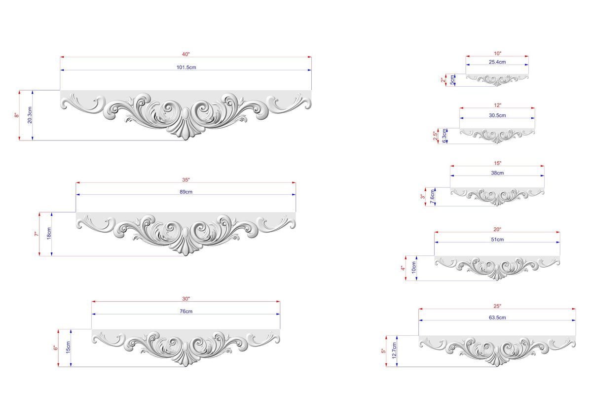 Wooden Shell Pediment – Carved Baroque Acanthus Frieze for Cabinets