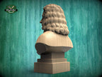 Isaac Newton Bust, Hand-Finished Wood Sculpture | Physics & Math Decor